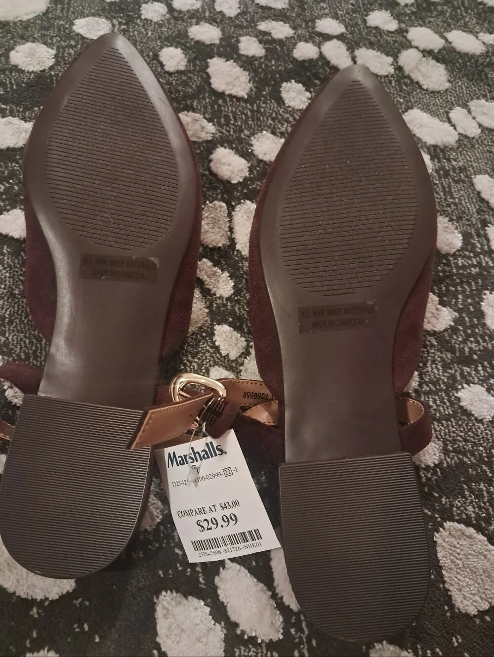 Women's Burgundy Pointed Toe Slingback Flats 8 1/2 New With Tags